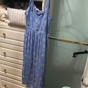 White Birch Blue Floral Midi Dress
